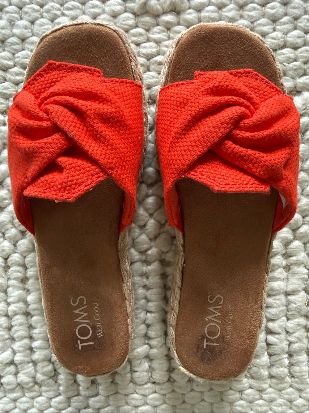 Toms Women's Orange Knotted Espadrille Slide Sandals